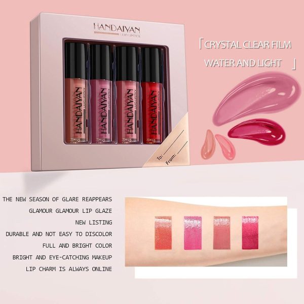 Mimore 4 pcs. Moist lipstick liquid lipstick set waterproof durable lip gloss kit smoothing non-stick cup sexy colors lip glaze with gift box - Image 2