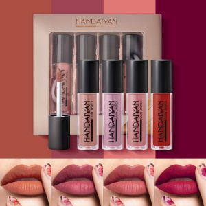 Mimore 4 pcs. Moist lipstick liquid lipstick set waterproof durable lip gloss kit smoothing non-stick cup sexy colors lip glaze with gift box