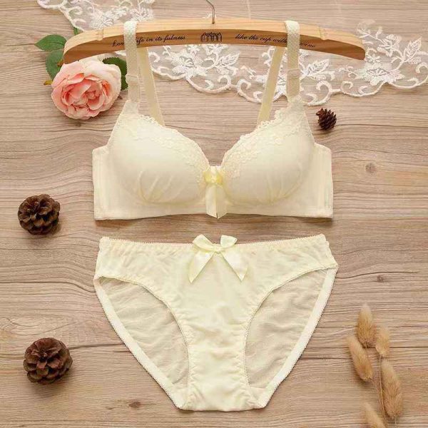 Women Sexy Soft Lace Lingerie Set See Through Underwear Floral Lace Underwire Sheer Bra and Panty Set for Him